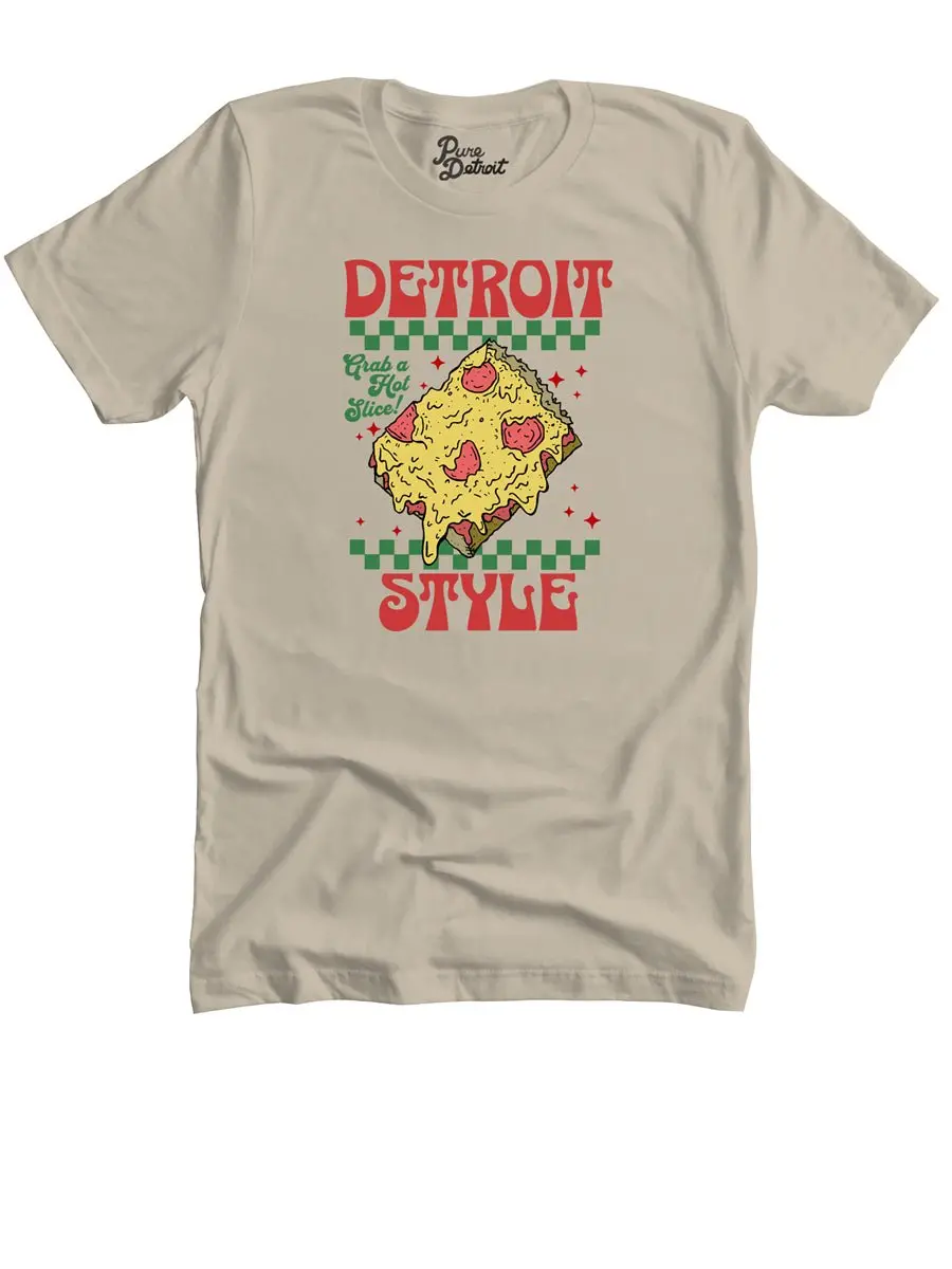 Detroit Style Pizza - Grab A Hot Slice! - Premium Unisex T-Shirt - Soft Cream 2