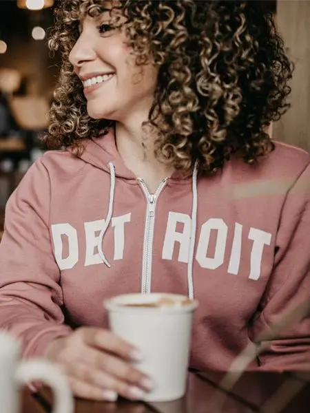 Detroit Classic Premium Cozy Fleece Zip Hoodie / Mauve + White / Unisex 1