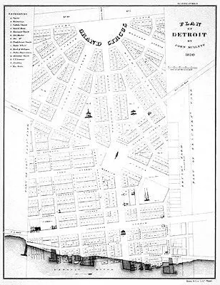 Detroit 1830 Historic Map Print - 17 1/2 X 14 Inches 1