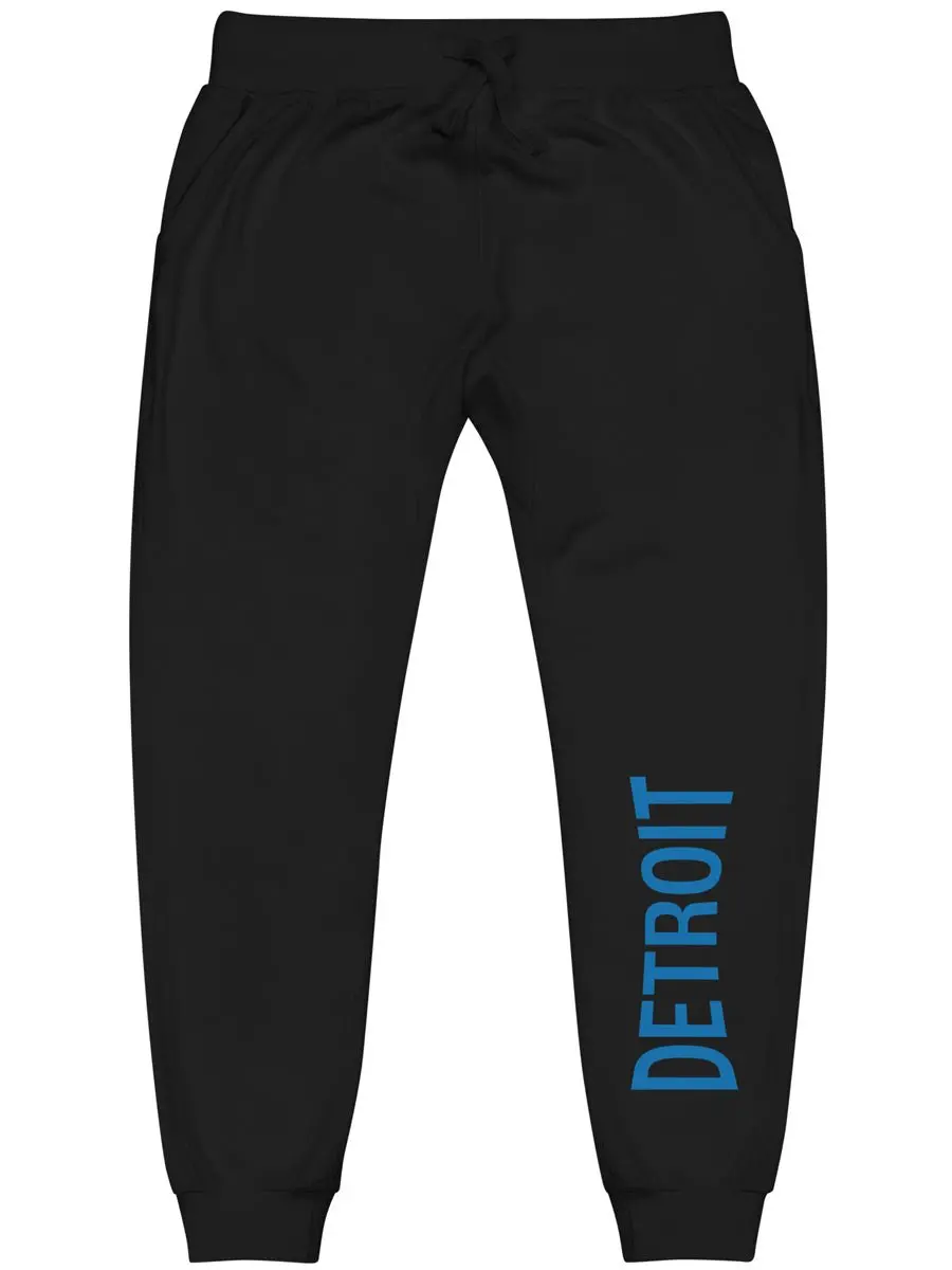 Detroit Champ Premium Unisex Fleece Sweatpants - Black / Blue 1