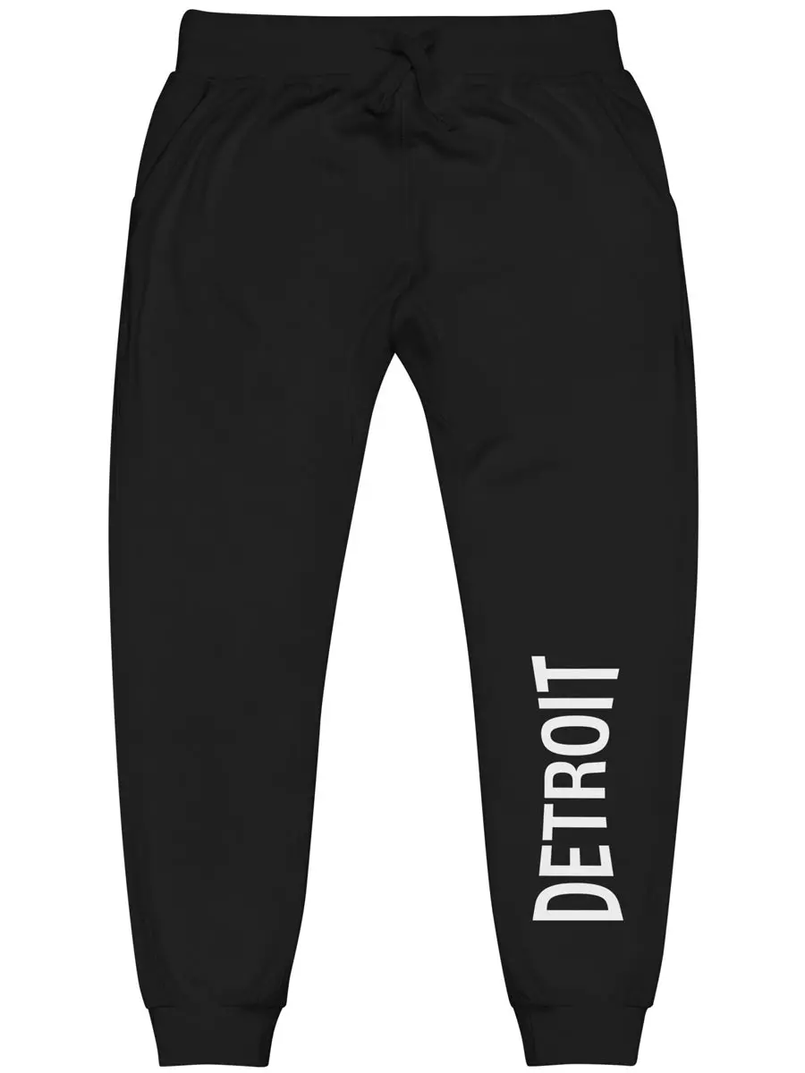 Detroit Champ Premium Unisex Fleece Sweatpants - Black / White 1