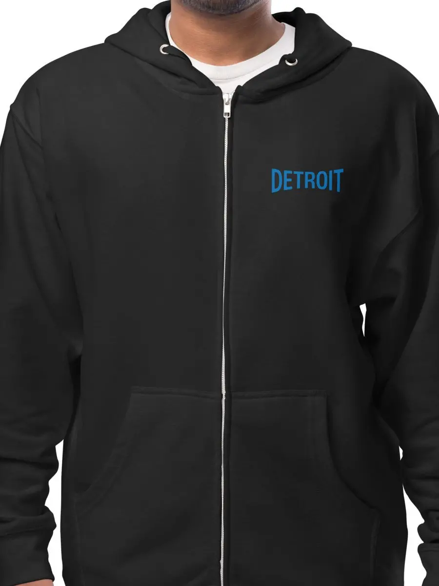 Detroit Champ Premium Unisex Fleece Zip Hoodie - Black / Blue 2
