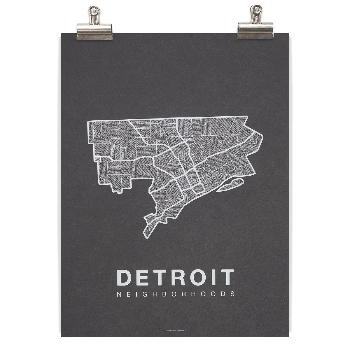 Detroit Neighborhood Map - Charcoal 1
