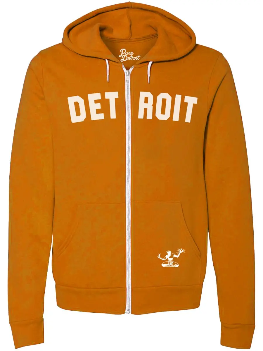 Detroit Classic Premium Cozy Fleece Zip Hoodie / Autumn + White / Unisex 1