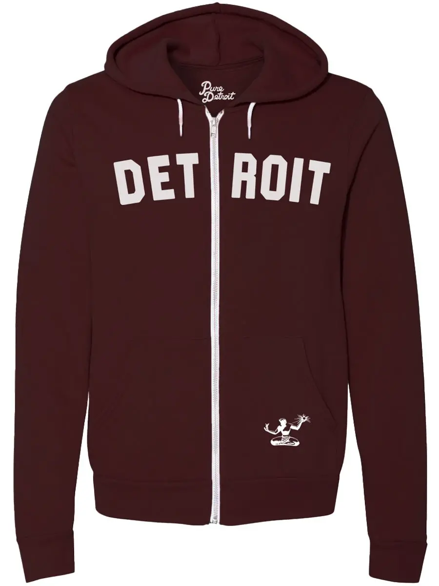 Detroit Classic Premium Cozy Fleece Zip Hoodie / Black + White / Unisex 1