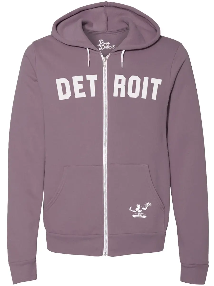 Detroit Classic Premium Cozy Fleece Zip Hoodie / Heather Slate + White / Unisex 1