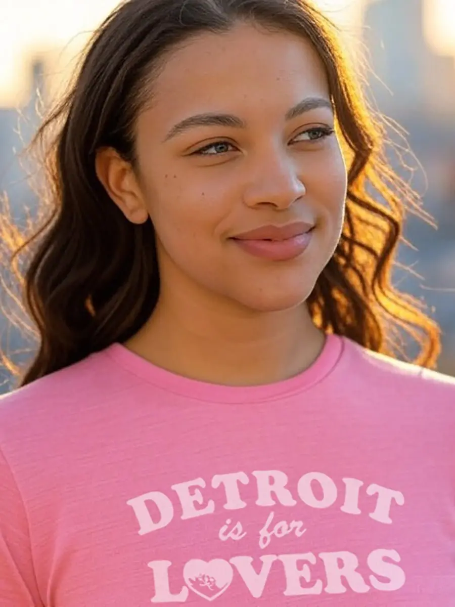 Detroit Is For Lovers Women's Premium Relaxed T-Shirt - Pink / White 1