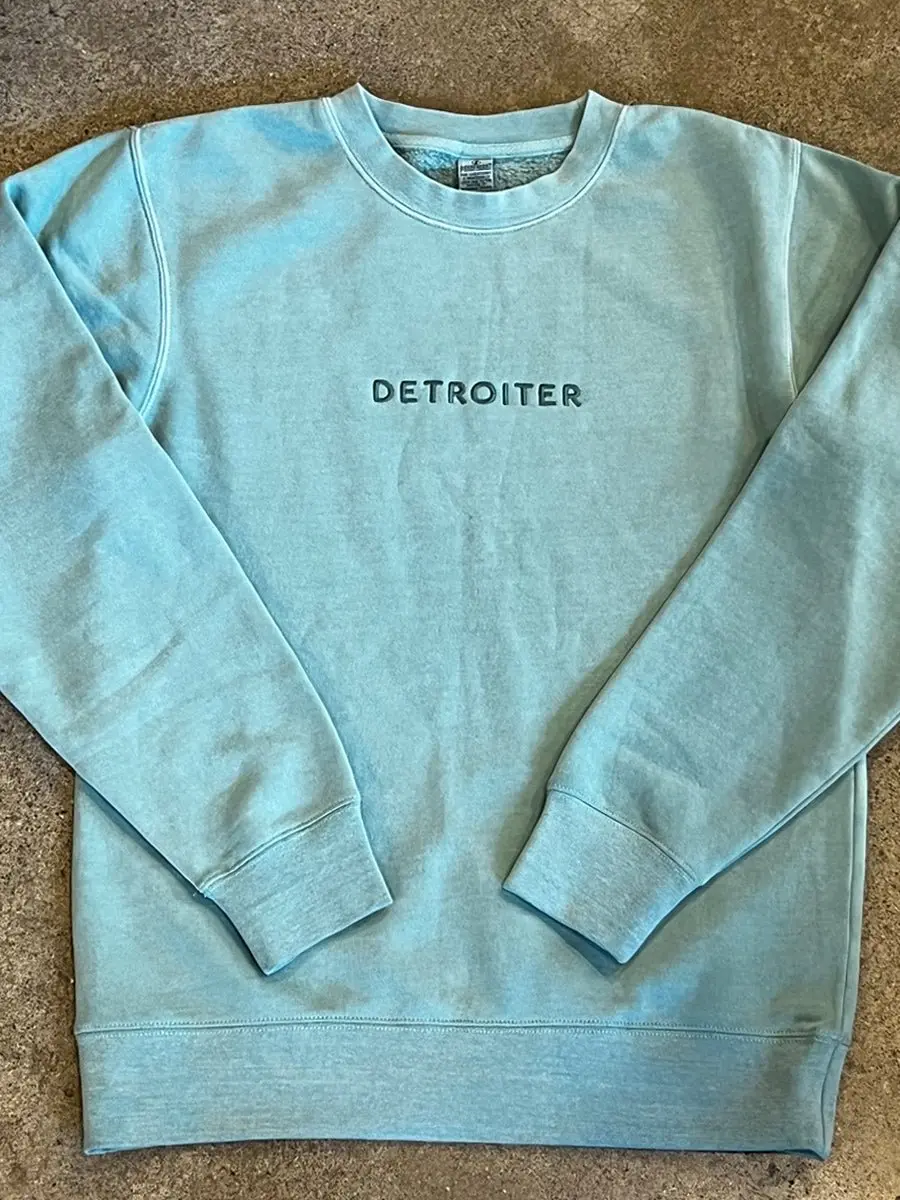 Detroiter Crew Neck- Embroidered /  White + Mint / Unisex 1