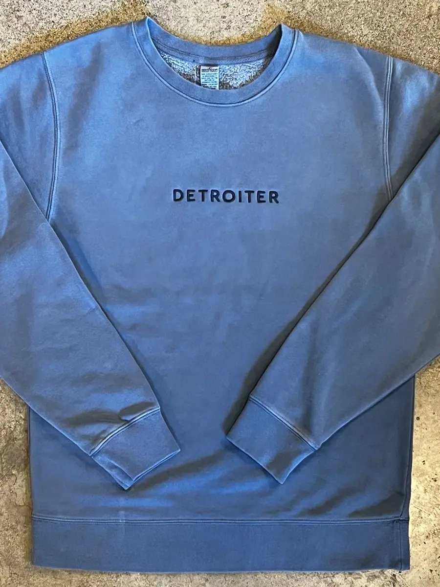 Detroiter Crew Neck - Embroidered /  White + Slate / Unisex 1