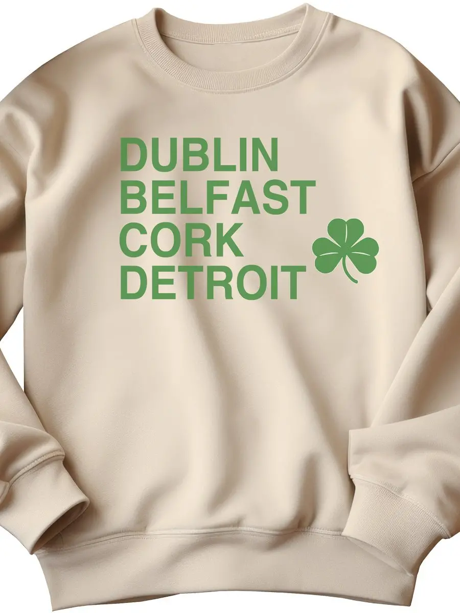 Dublin Belfast Cork Detroit Sweatshirt - Green / Sand 1