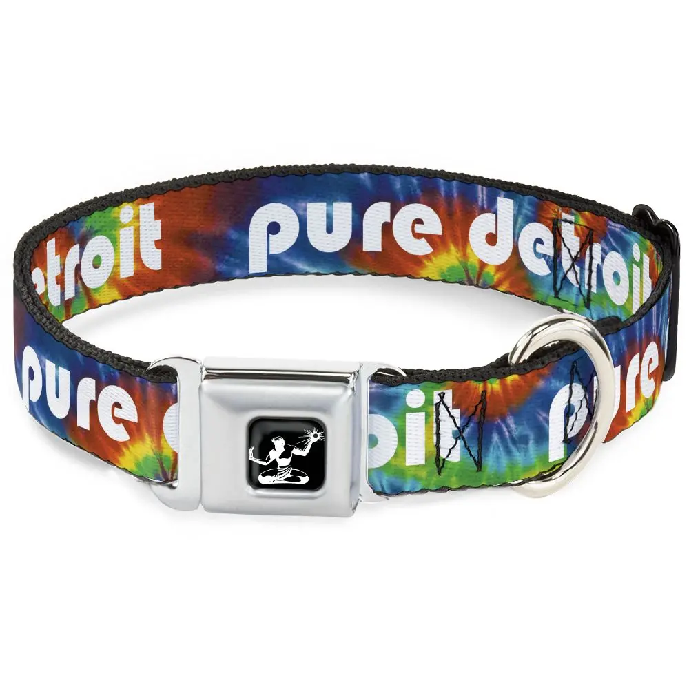 Spirit Of Detroit Dog Collar / White +Tie Dye Swirl 1