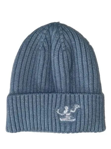 Spirit Of Detroit Ribbed Knit Beanie/ White + Sky Blue 1