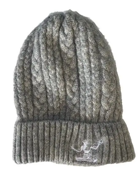 Spirit Of Detroit Cable Knit Beanie/ White + Light Gray 1