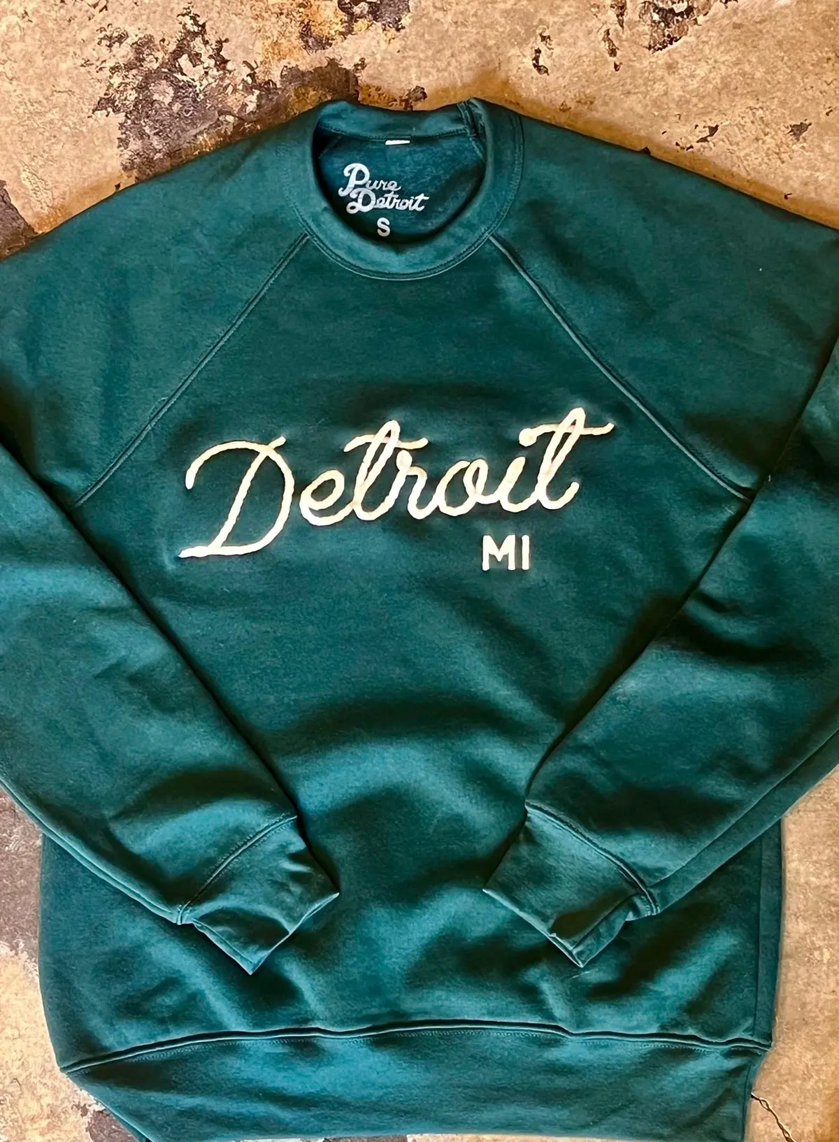 Detroit Mi Sweatshirt - Embroidered /Forest Green / Unisex 1