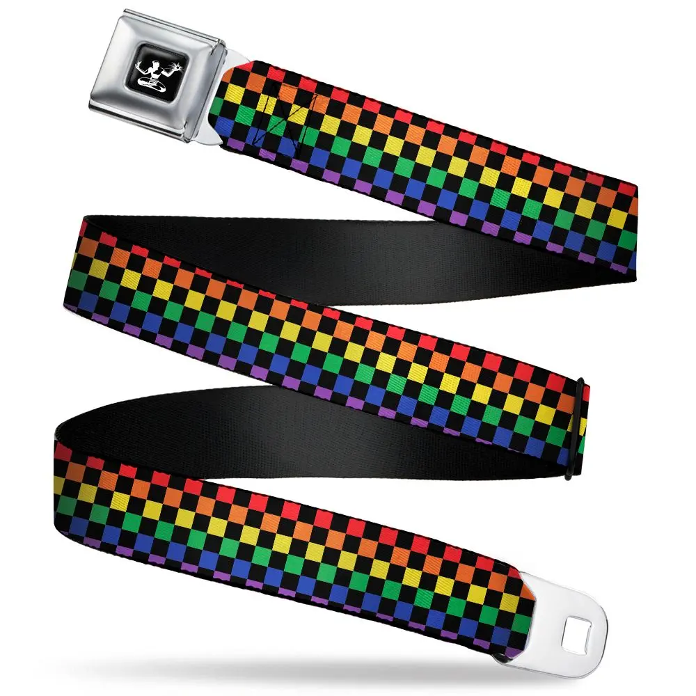 Spirit Of Detroit Seatbelt Belt /Rainbow Checker Webbing 1