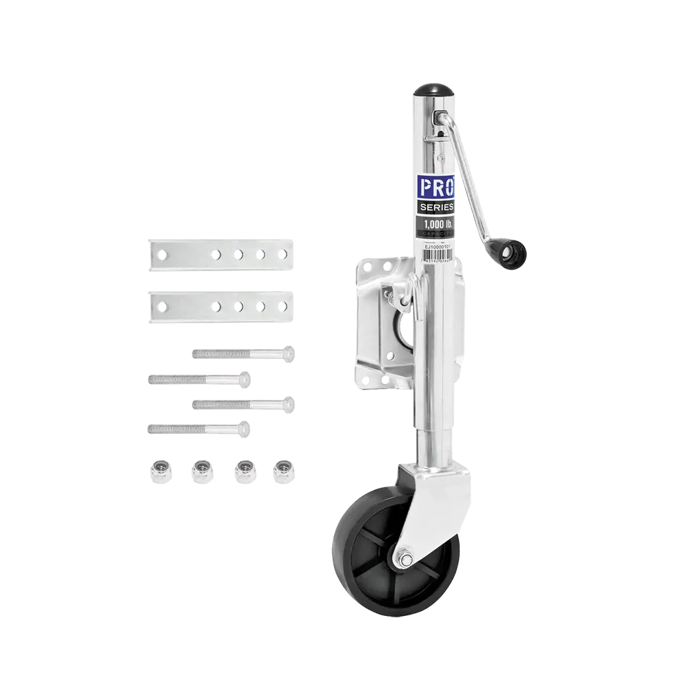 Fulton Pro Series 1,000 Lbs. Zinc Plated Bolt-On Swivel Trailer Jack With 6" Poly Wheel #Ej10000101 1