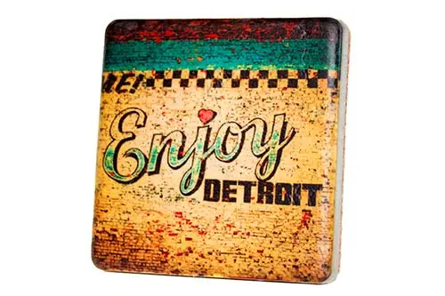 Enjoy Detroit Porcelain Tile Coaster 1