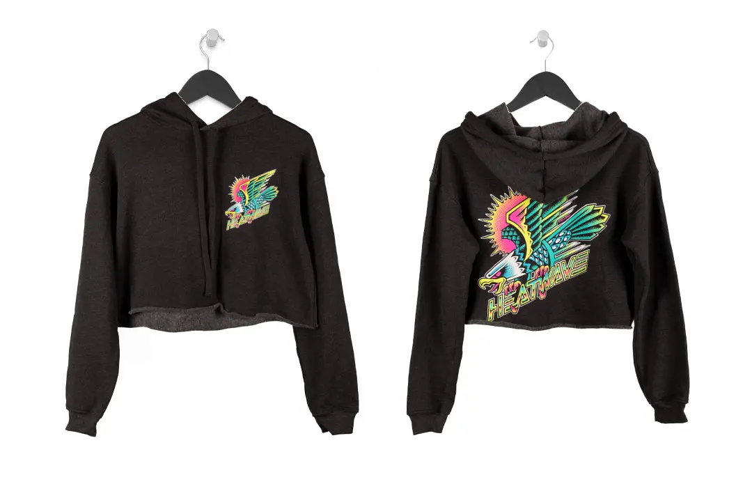 Heat Wave Electric Eagle Ladies Crop Top Sweatshirt Charcoal (Size Xl Only) 1
