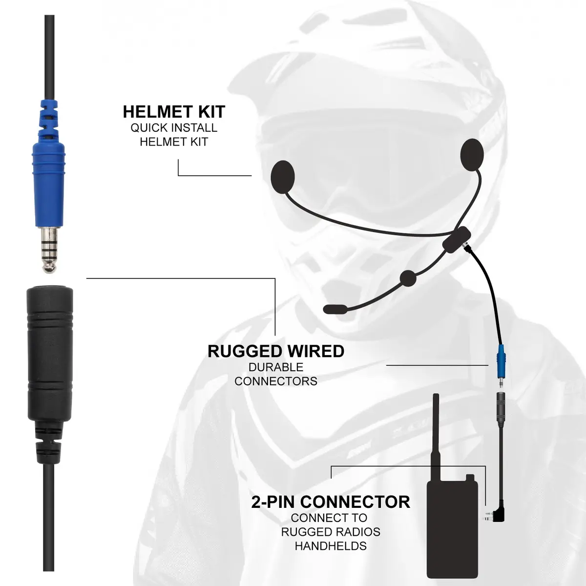 Enduro Moto Kit - Includes Helmet Kit And Compact Harness Cable 2