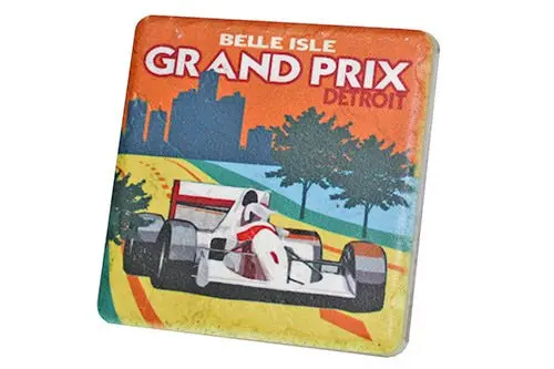 Grand Prix Poster Porcelain Tile Coaster 1