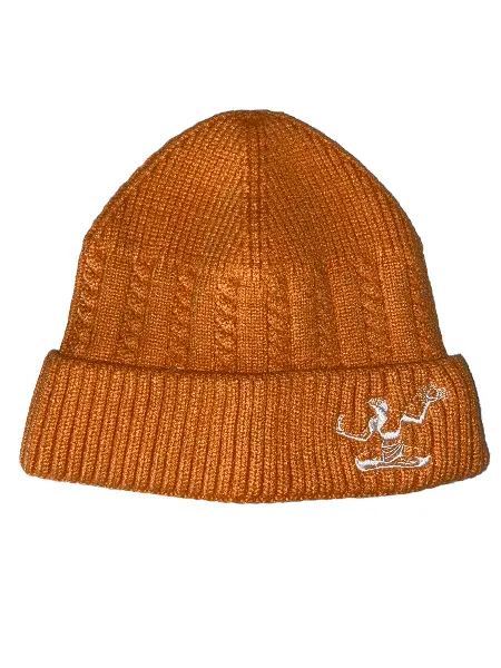 Spirit Of Detroit Cable Knit Beanie/ White + Sherbet 1