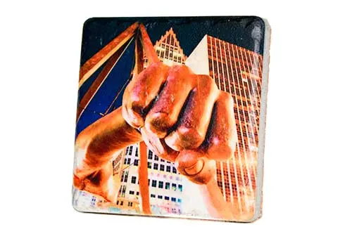 Joe Louis Fist Tilt Porcelain Tile Coaster 1