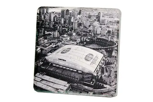 Ford Field Aerial Black & White Porcelain Tile Coaster 1