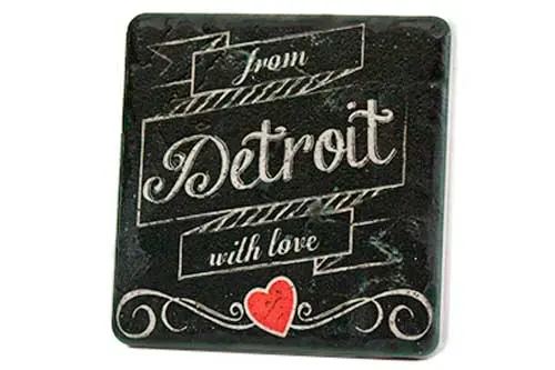 From Detroit With Love Porcelain Tile Coaster 1