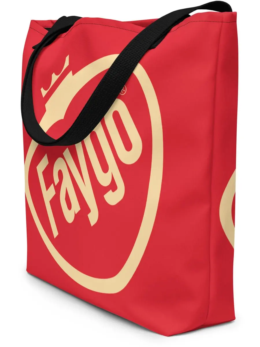 Faygo Retro Logo All-Over Print Large Tote Bag - 16" X 20" - Red Pop 1