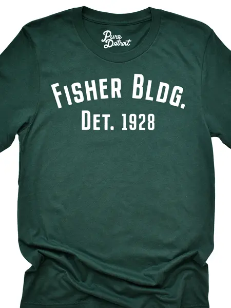 Fisher Building 1928 T-Shirt - Green / White Unisex 1