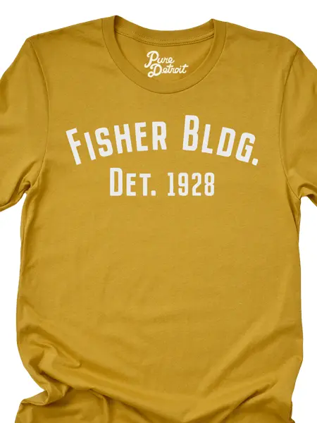 Fisher Building Detroit 1928 T-Shirt - Mustard / Off White Unisex 1