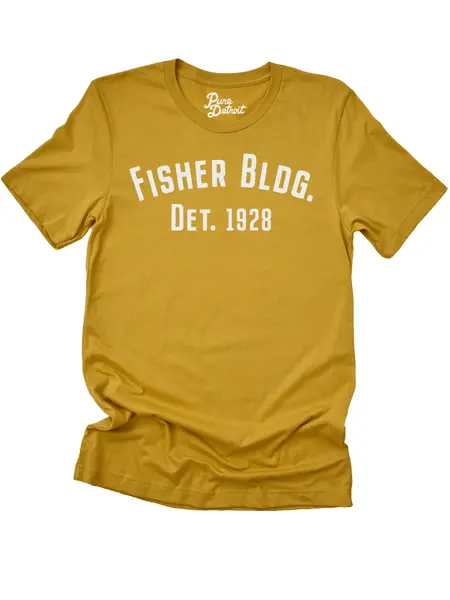Fisher Building Detroit 1928 T-Shirt - Mustard / Off White Unisex 2
