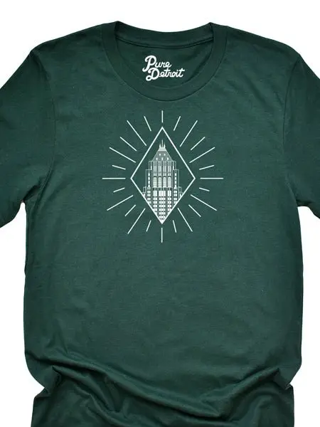 Fiher Building Detroit Unisex T-Shirt - Green / White 1