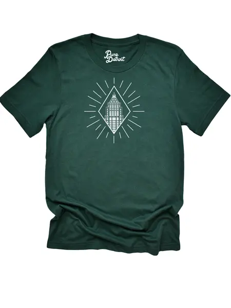 Fiher Building Detroit Unisex T-Shirt - Green / White 3