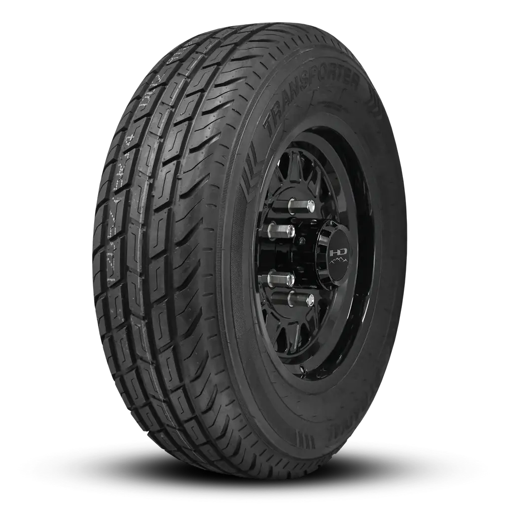 St225/75R15 10-Ply Trailer Tire On 15" 6-5.5 Gloss Black Hdt Cast Wheel 1