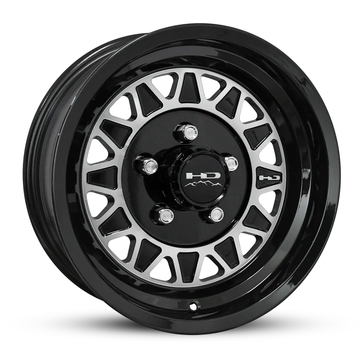 15X6 5X4.5 Hpd Hdt Cast Gloss Black/Machined Face Trailer Wheel 1