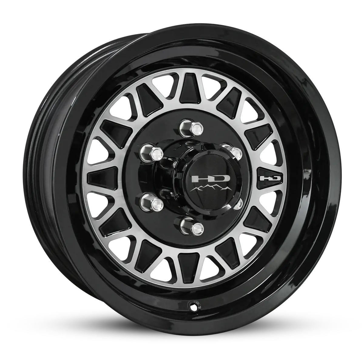 15X6 6X5.5 Hpd Hdt Cast Gloss Black/Machined Face Trailer Wheel 1