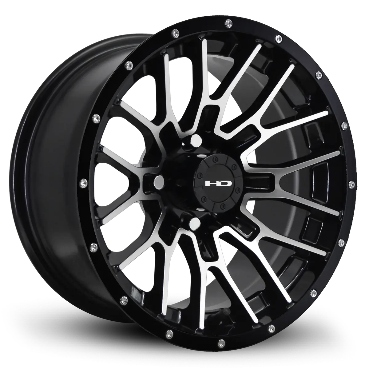 Hd Golf Rtc 12X7 -14 4X101.6Mm 68.2Mm Gloss Black/Mchnd Fc Blk Riv 1
