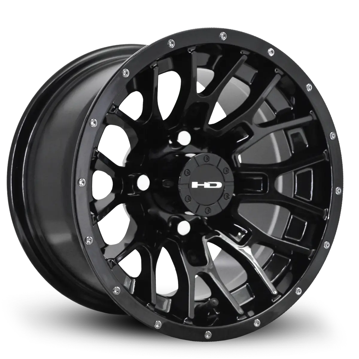 Hd Golf Rtc 12X7 -14 4X101.6Mm 68.2Mm Gloss Black W/Black Rivet 1