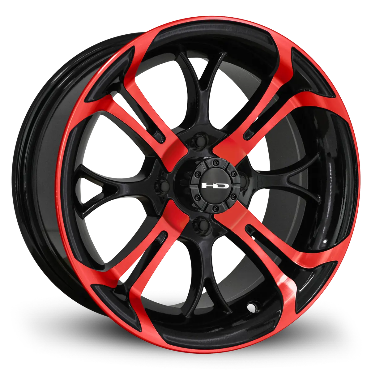 Hd Golf Spinout 14X7 -10 4X101.6Mm 68.2Mm Gloss Red&Bk/Machined Face 1
