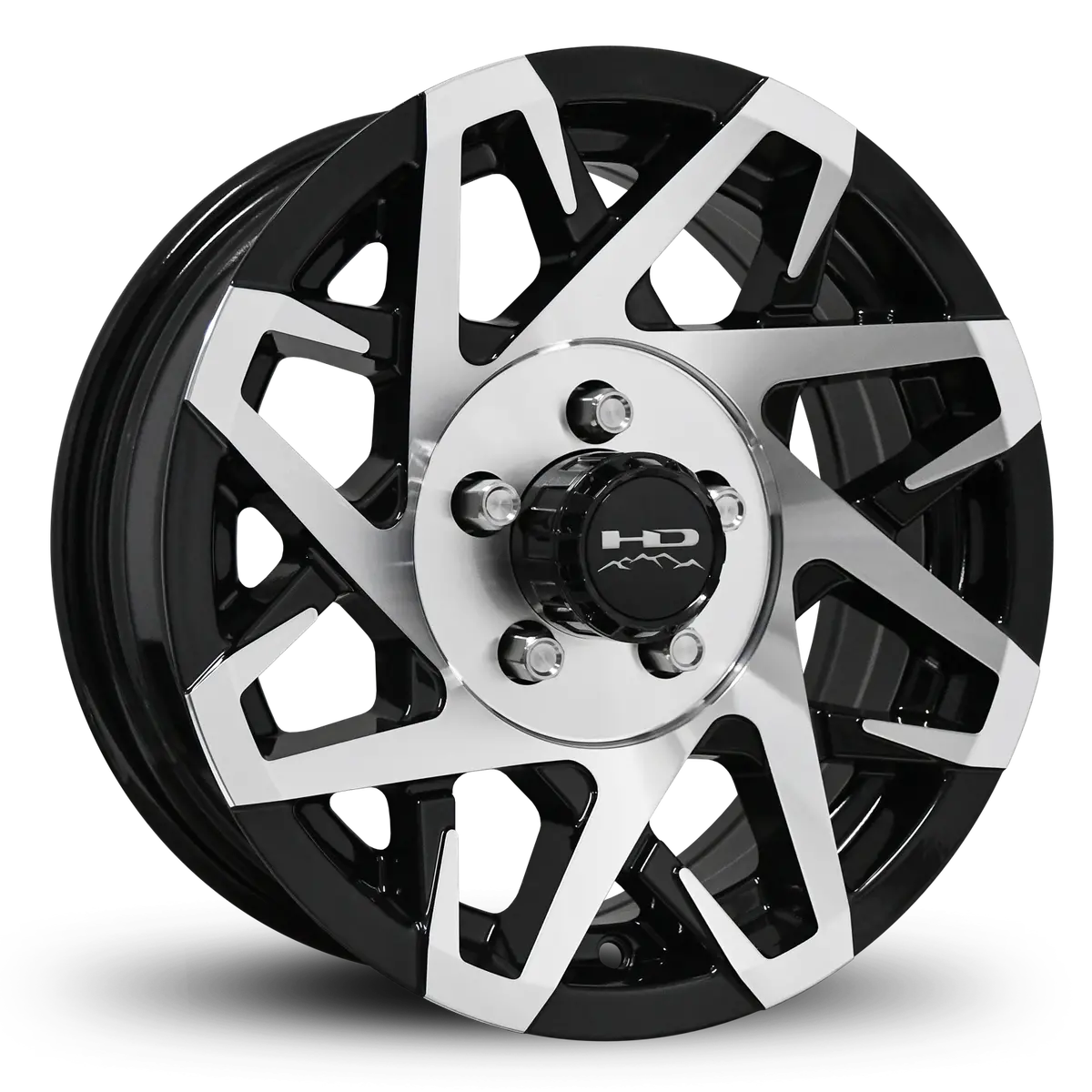 14X5.5 5X4.5 Hpd Canyon Gloss Black/Machined Face Trailer Wheel 1