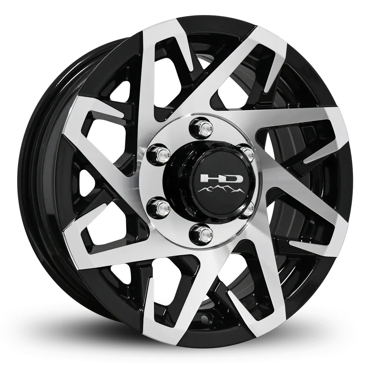 16X6 6X5.5 Hpd Canyon Gloss Black/Machined Face Trailer Wheel 1