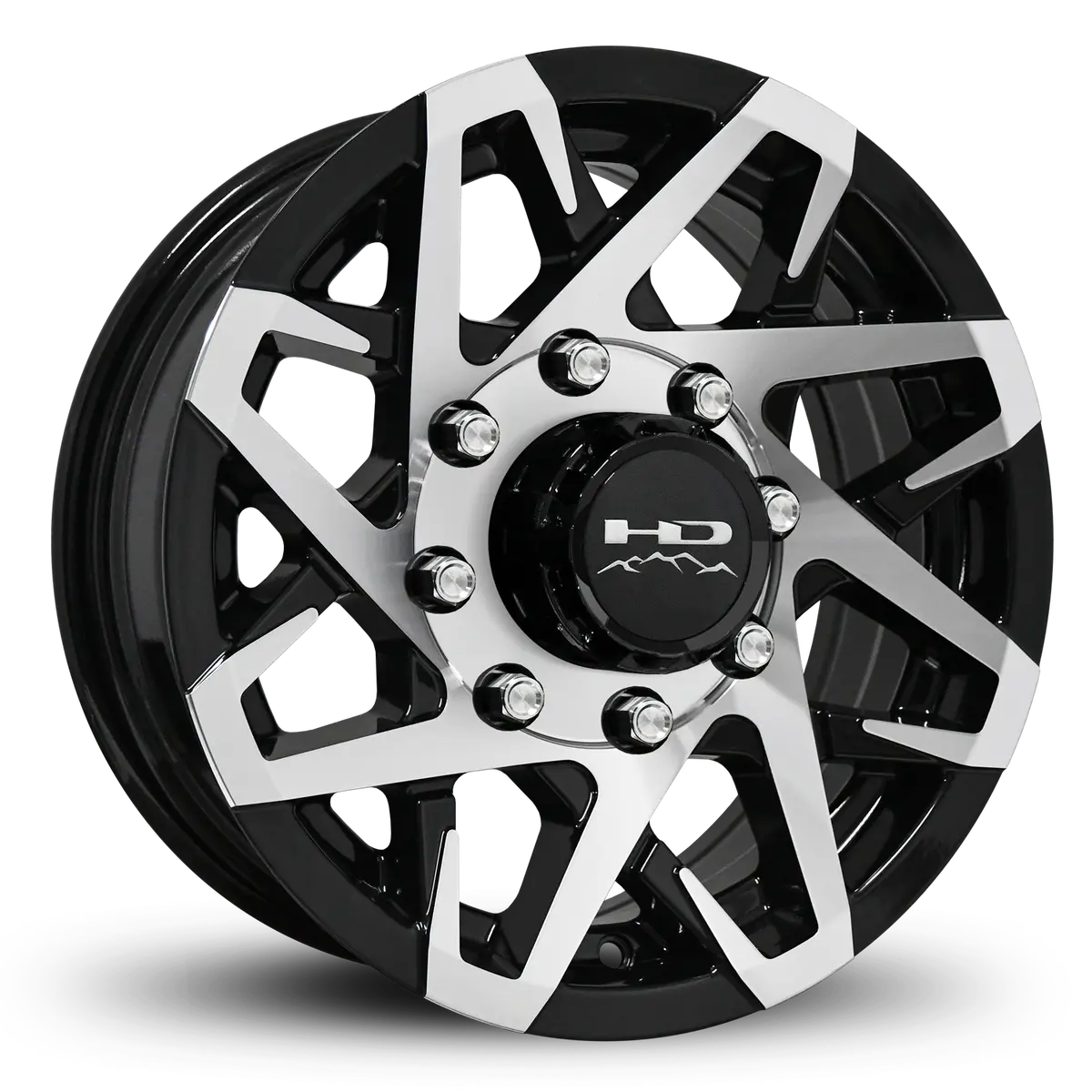 16X6 8X6.5 Hpd Canyon Gloss Black/Machined Face Trailer Wheel 1