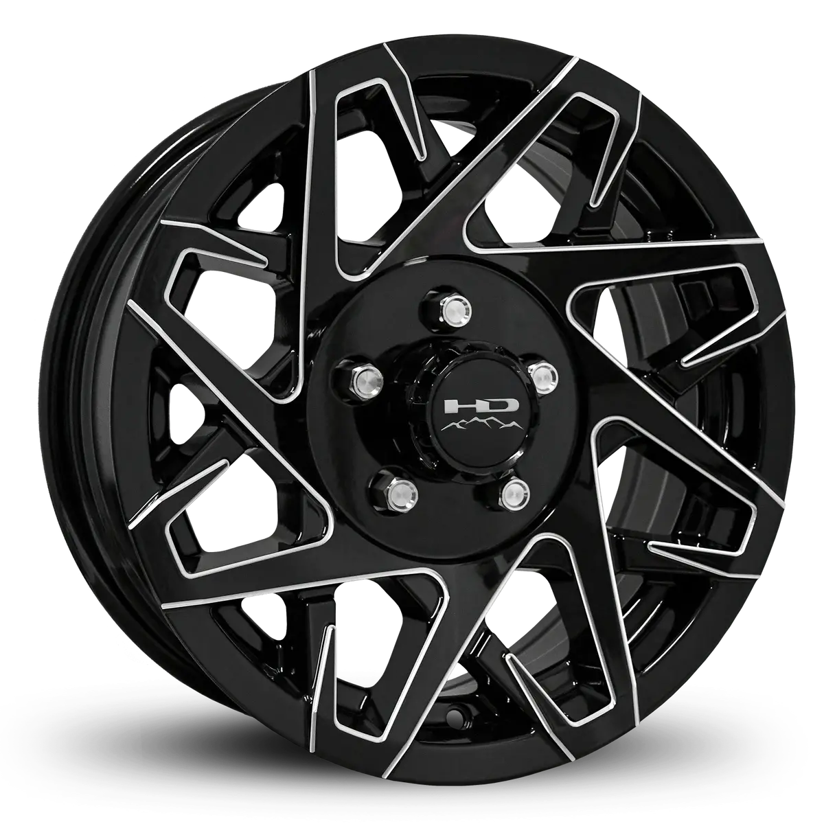 15X6 5X4.5 Hpd Canyon Gloss Black/Milled Edge Trailer Wheel 1