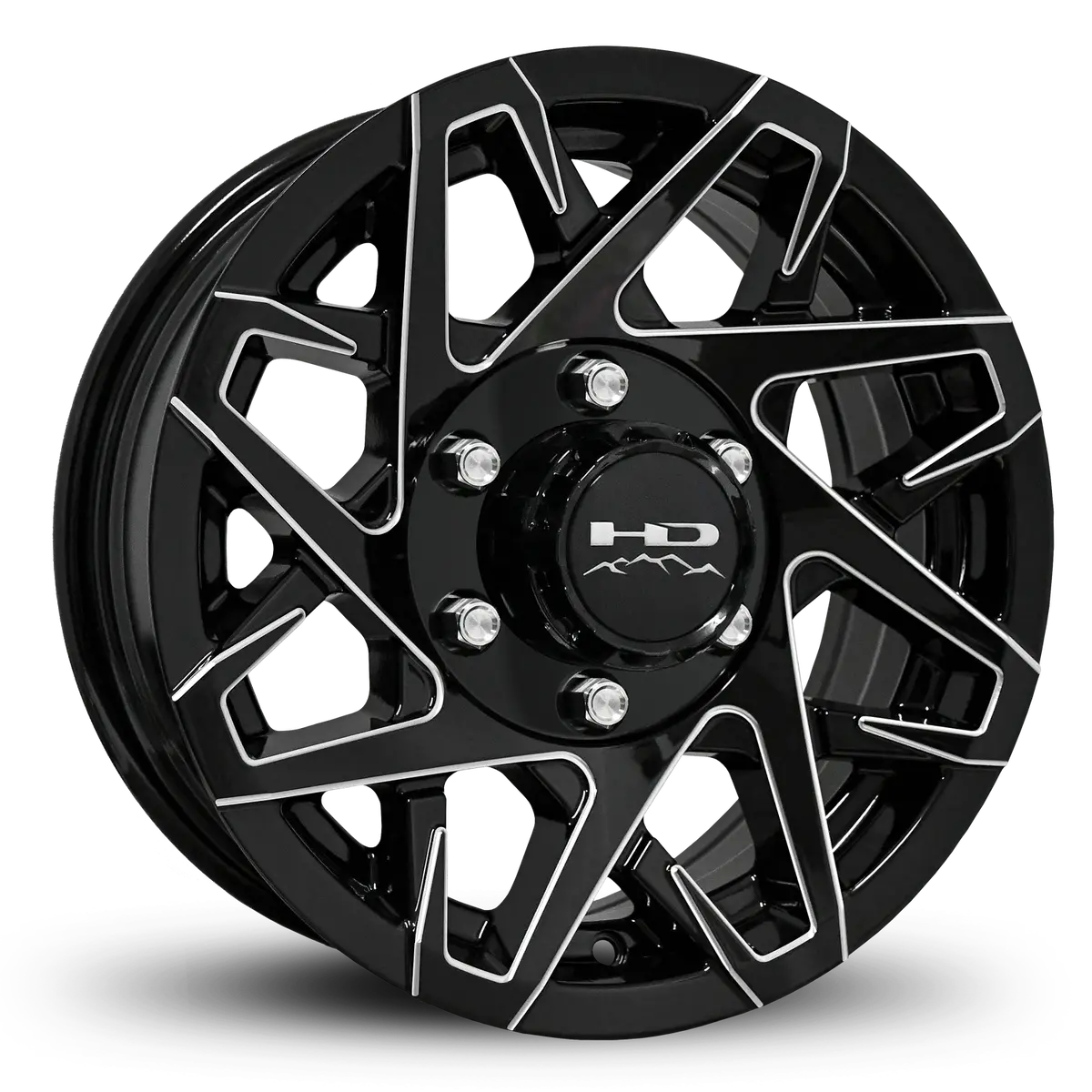 15X6 6X5.5 Hpd Canyon Gloss Black/Milled Edge Trailer Wheel 1