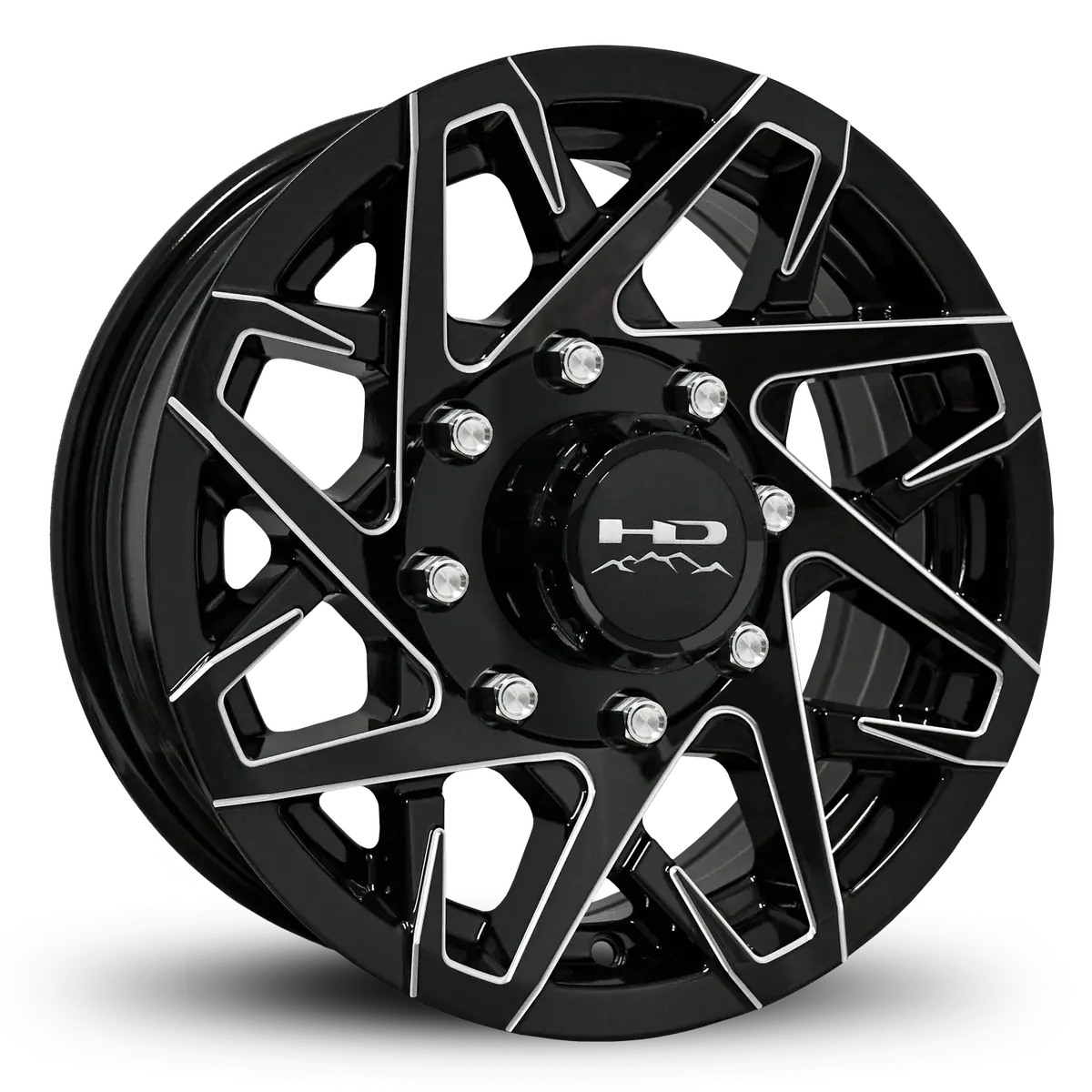 16X6 8X6.5 Hpd Canyon Gloss Black/Milled Edge Trailer Wheel 1