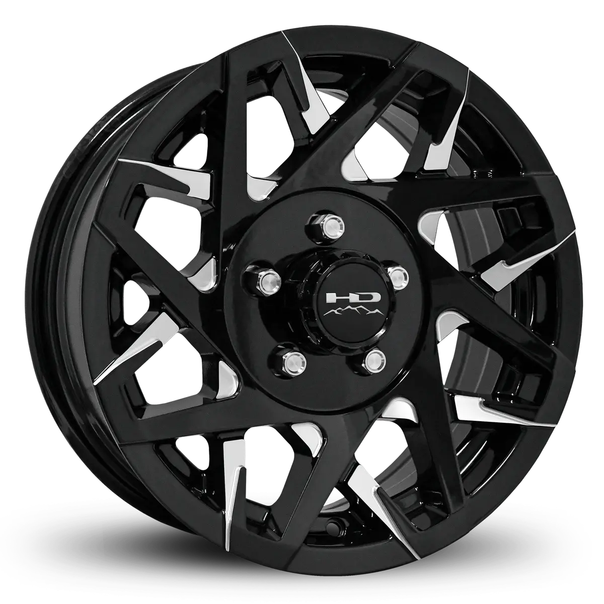 14X5.5 5X4.5 Hpd Canyon Gloss Black/Milled Face Trailer Wheel 1