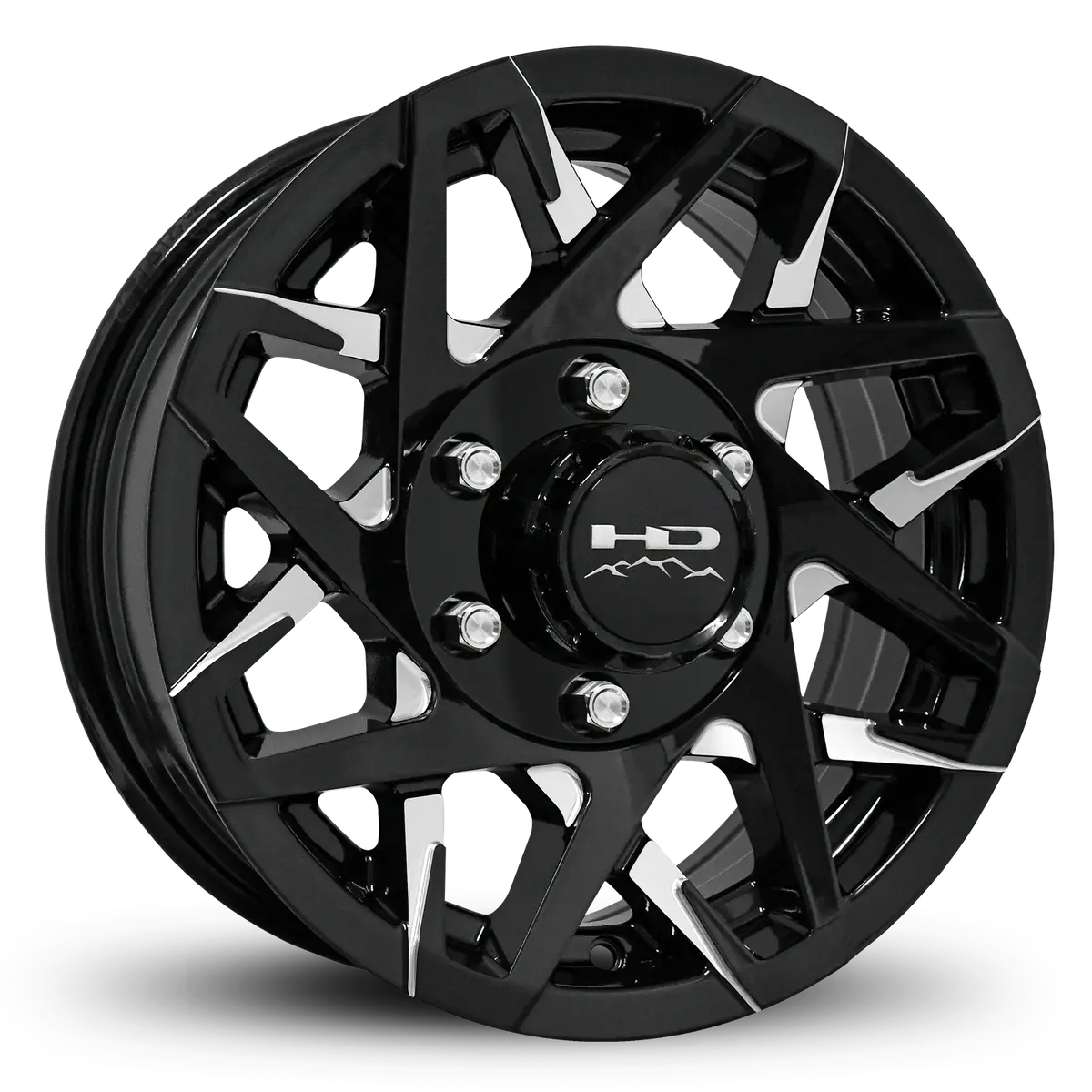 16X6 6X5.5 Hpd Canyon Gloss Black/Milled Face Trailer Wheel 1