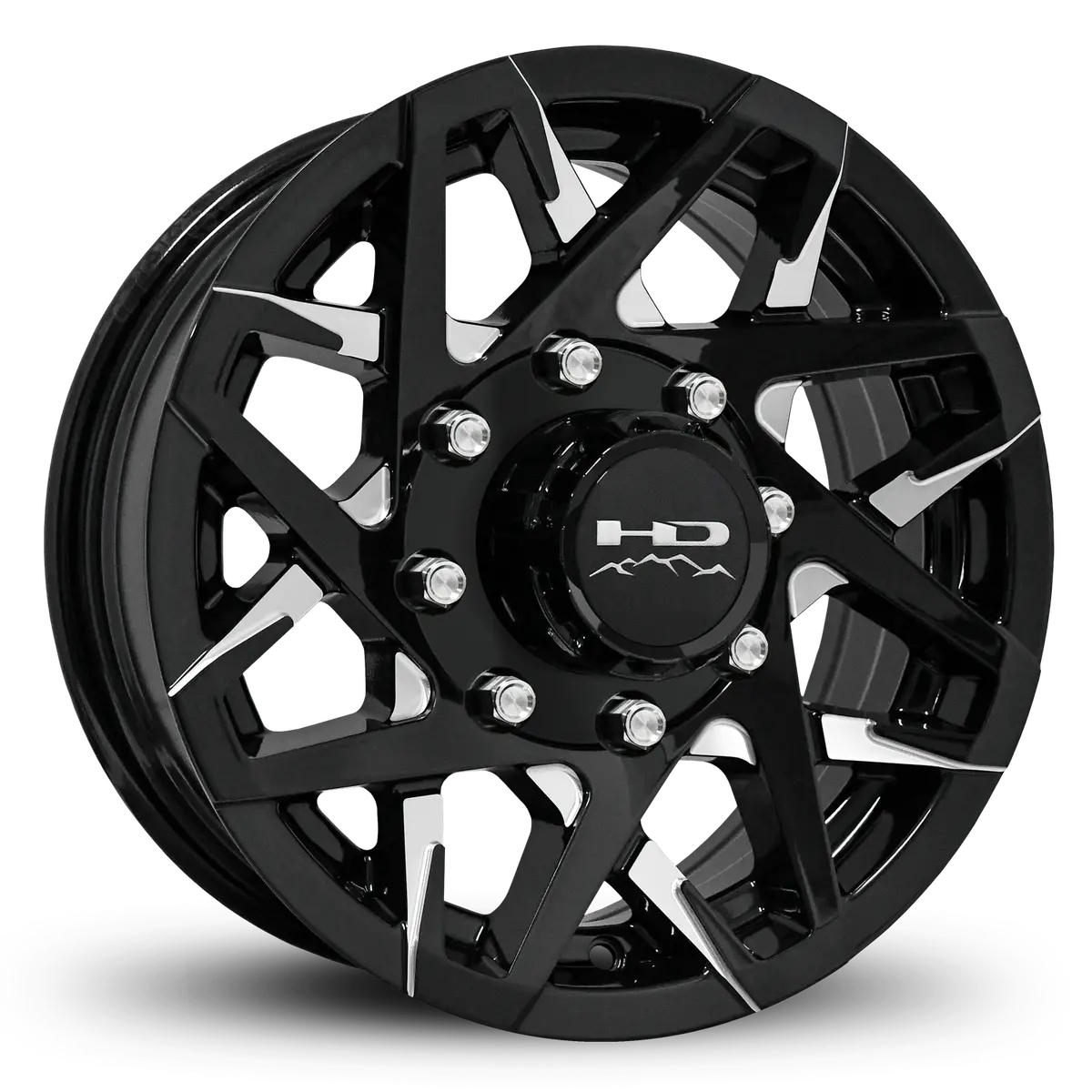 16X6 8X6.5 Hpd Canyon Gloss Black/Milled Face Trailer Wheel 1