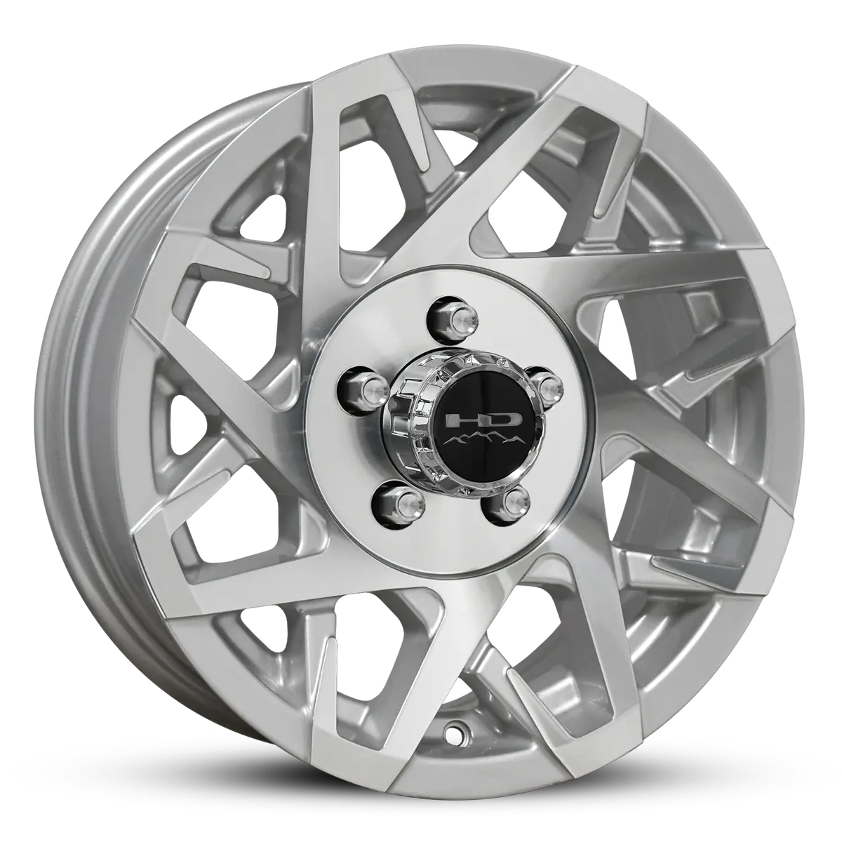15X6 5X4.5 Hpd Canyon Gloss Silver/Machined Face Trailer Wheel 1